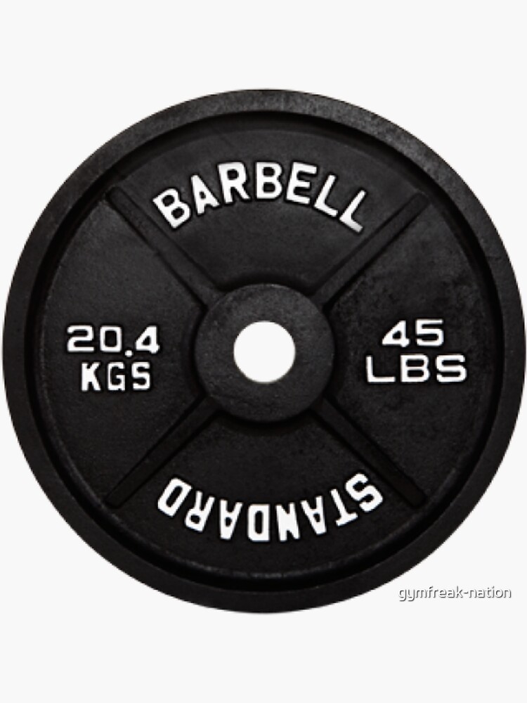 "Standard barbell plate 45 LBS" Sticker for Sale by gymfreaknation