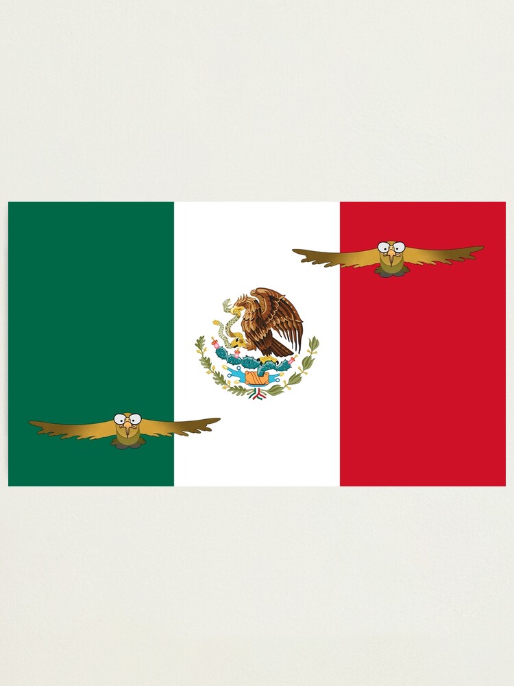 Lámina fotográfica «Águila real de dibujos animados (Aquila chrysaetos) y  bandera mexicana. El pájaro es el ave nacional del país.» de funkyworm |  Redbubble