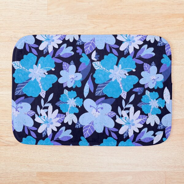 Item preview, Hibiscus and Leaves Blue and Navy  designed and sold by allexieee.