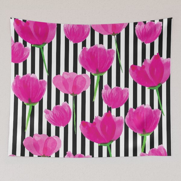 Item preview, Pink Flowers With Balck Stripes designed and sold by MacheSmith.