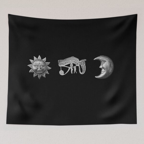 Item preview, Sun Moon and Eye with faces Masonic Illuminati Egyptian Horus Ancient Symbols Alternative Gothic designed and sold by Funtimedesign.