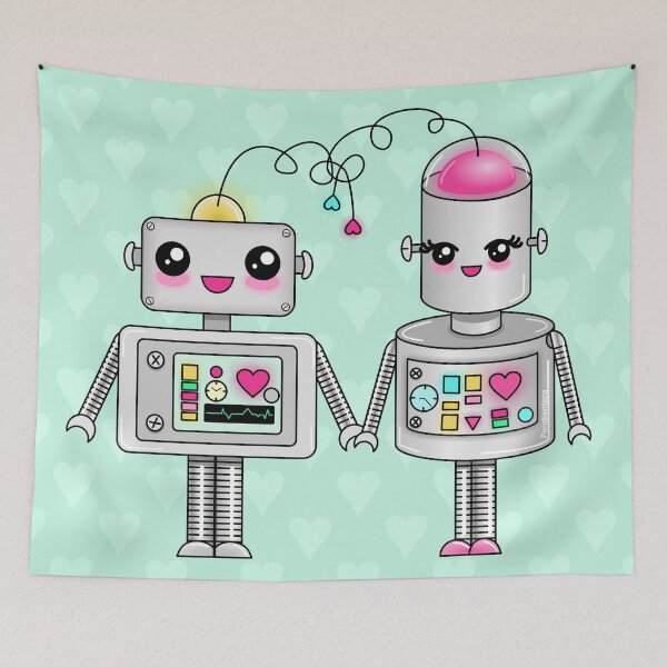 Item preview, Robots in love kawaii designed and sold by Pendientera.