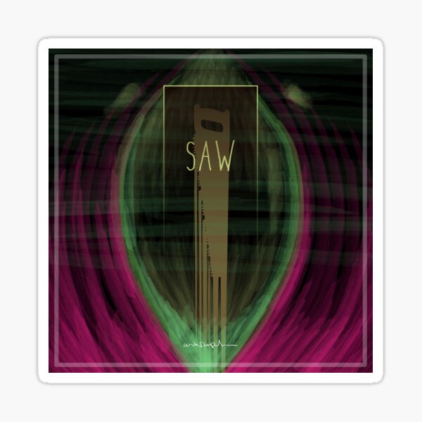  Uskarpt - SAW - purple monster with a saw in a watercolor look Sticker