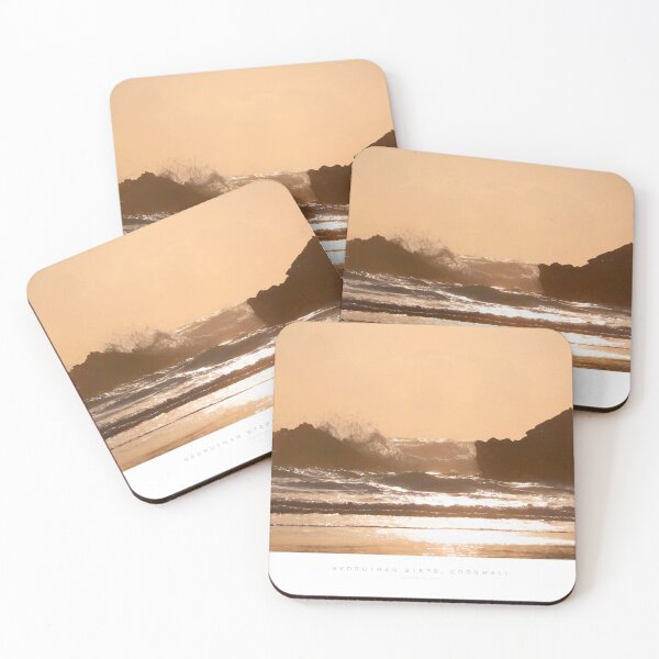 Item preview, Painterly image of coast at Bedruthan Steps, Cornwall, England. designed and sold by andrewroland.