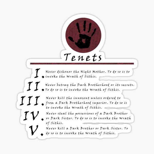 Dark Brotherhood Tenents Sticker