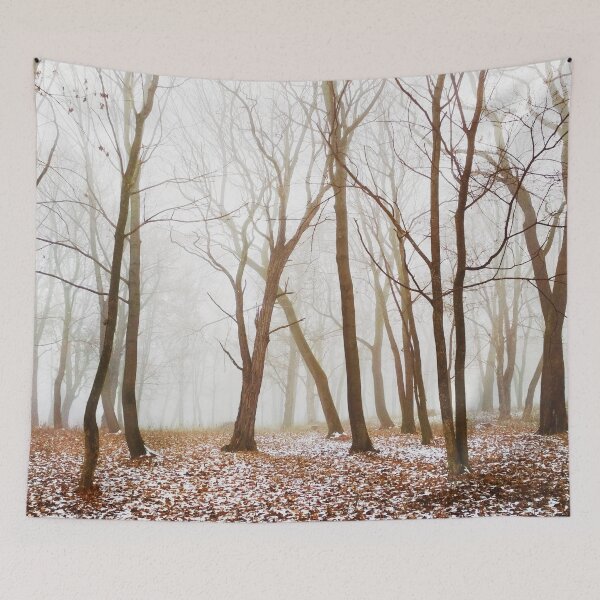 Item preview, First snow in a magic foggy forest, natural background  designed and sold by helenkaiy.