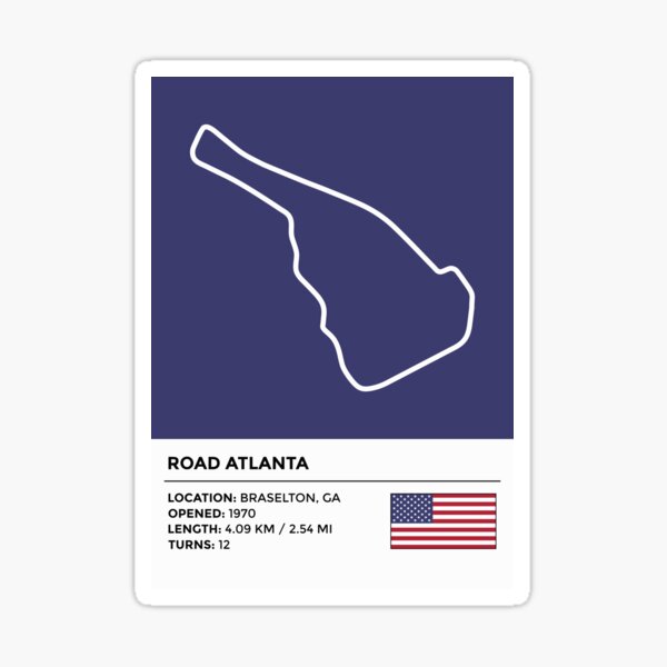 Road Atlanta Race Track Vinyl Decal Sticker Car Window Bumper Wall Laptop 12" 