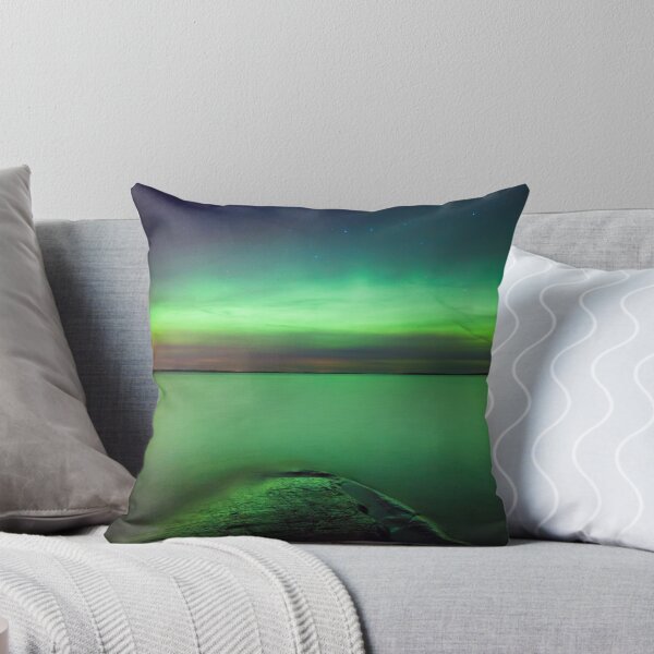 Item preview, Northern lights glow over lake designed and sold by Juhku.