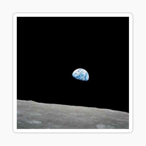 Earth rising above the lunar horizon. Sticker