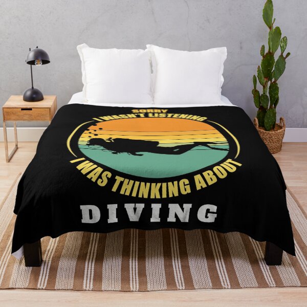 Item preview, Diving Vintage Sunset Silhouette, I was thinking about Diving, Scuba Diver Gift designed and sold by OdmiDesign.