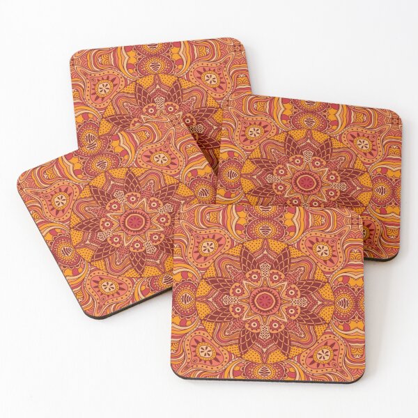 Item preview, Orange mandala tribal symbols ethnic spiritual tie dye yoga gangster pattern designed and sold by baligaia.
