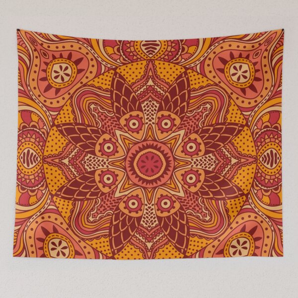 Item preview, Orange mandala tribal symbols ethnic spiritual tie dye yoga gangster pattern designed and sold by baligaia.