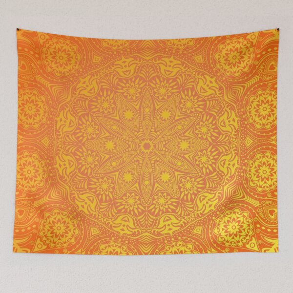Item preview, Orange mandala tribal symbols ethnic spiritual tie dye yoga gangster pattern designed and sold by baligaia.