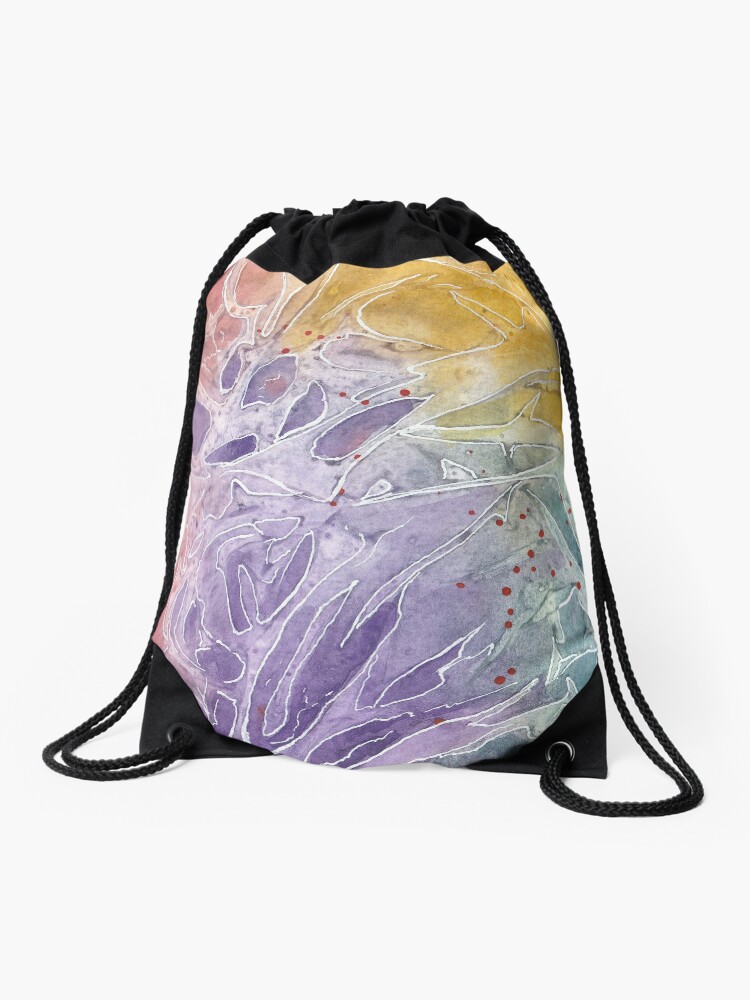 Thumbnail 1 of 3, Drawstring Bag, Organic abstract aquarel 13 designed and sold by Rudi-Bloes.