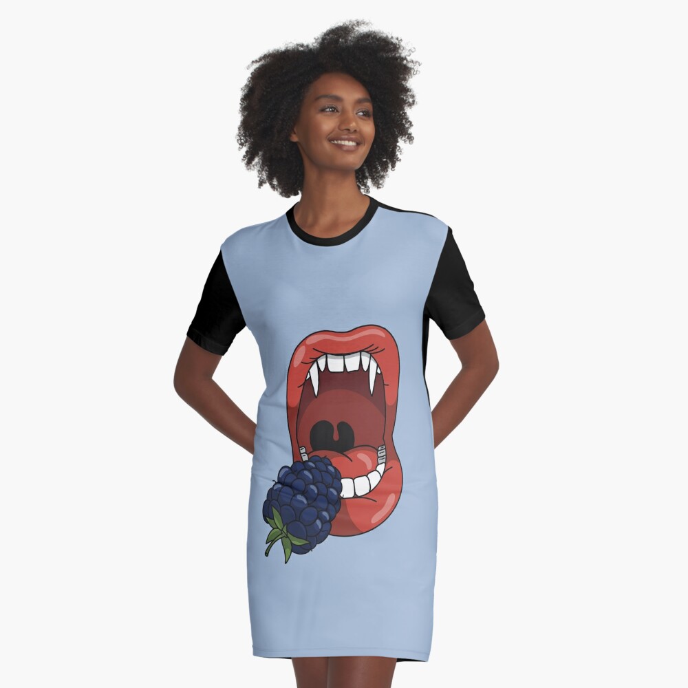 Mouth with Vampire teeth about to eat a blue blueberry. Kids T-Shirt for  Sale by Fruit-Tee