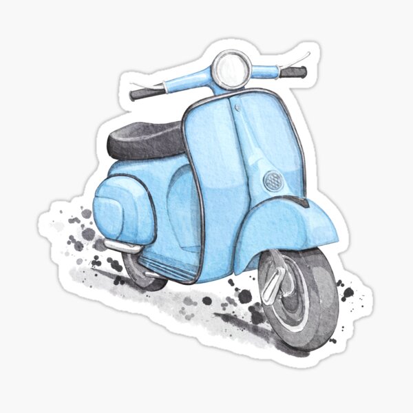 Blue Classic Vintage European style scooter Sticker for Sale by Anna  Krajewska-Ludwiczuk