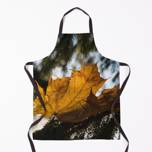 Item preview, Caught in the Needles - a Honey Colored Maple Leaf in Deep Green Conifer designed and sold by Georgia Mizuleva.