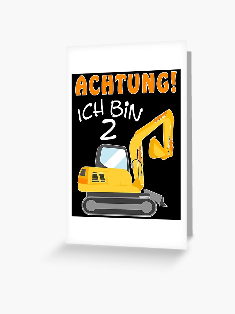 Carte De Vœux 2eme Anniversaire J Ai 2 Ans Garcon De Chantier De Construction De Pelle Par Renergie Redbubble