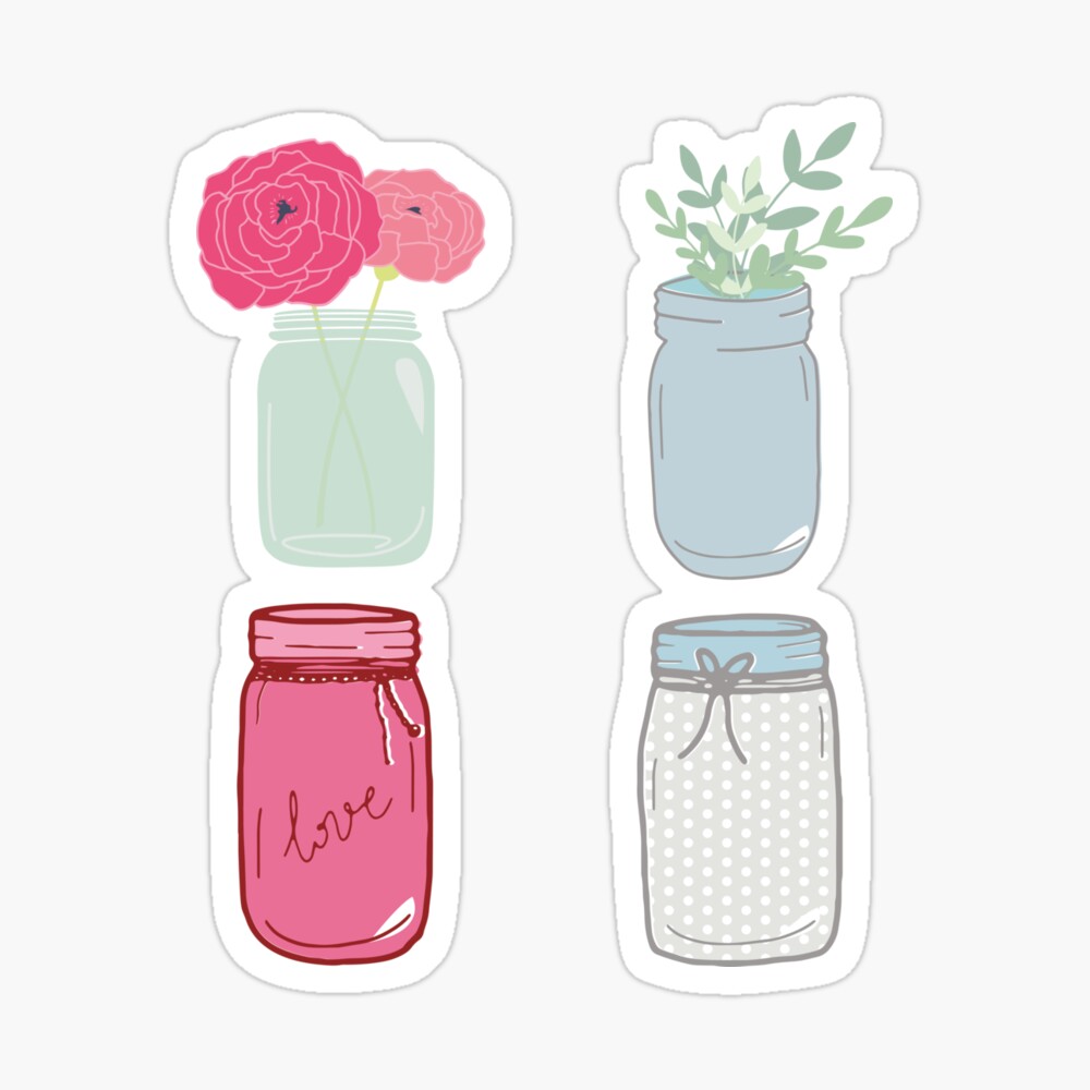 cute mason jars stickers Postcard for Sale by Nyanko-Sempai