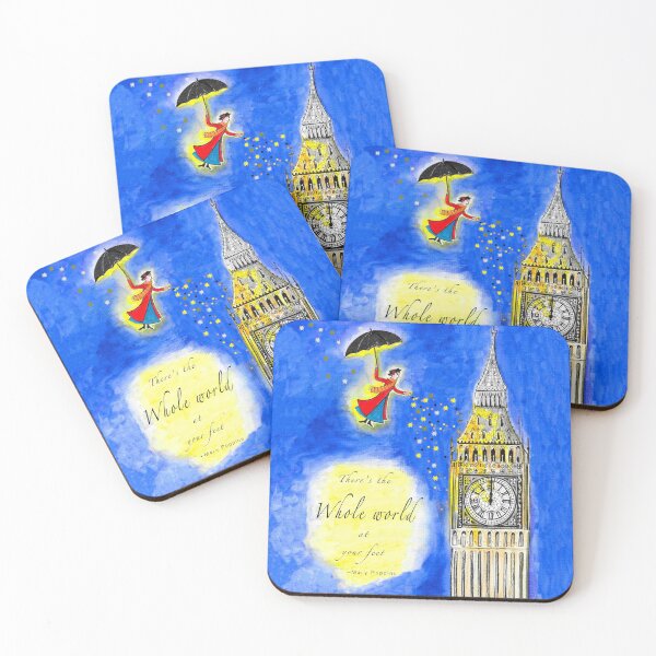 Item preview, Mary Poppins Watercolour with Quote, "There's the Whole World at your Feet" designed and sold by Maddy Bennett.