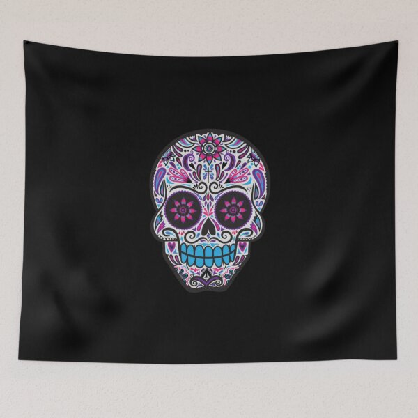 Item preview, Neon Mexican Sugar Skull in Blue and Purple designed and sold by SimplePickUps.