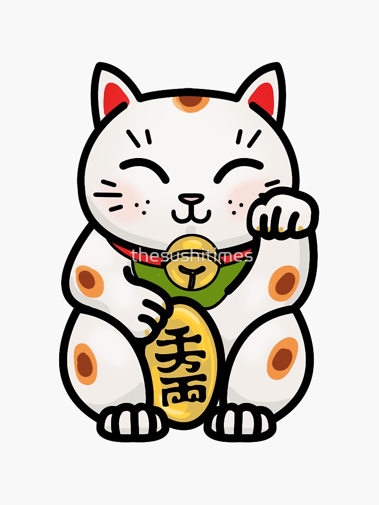 Thumbnail 3 of 3, Sticker, Maneki Neko Japanese Lucky Cat designed and sold by thesushitimes.