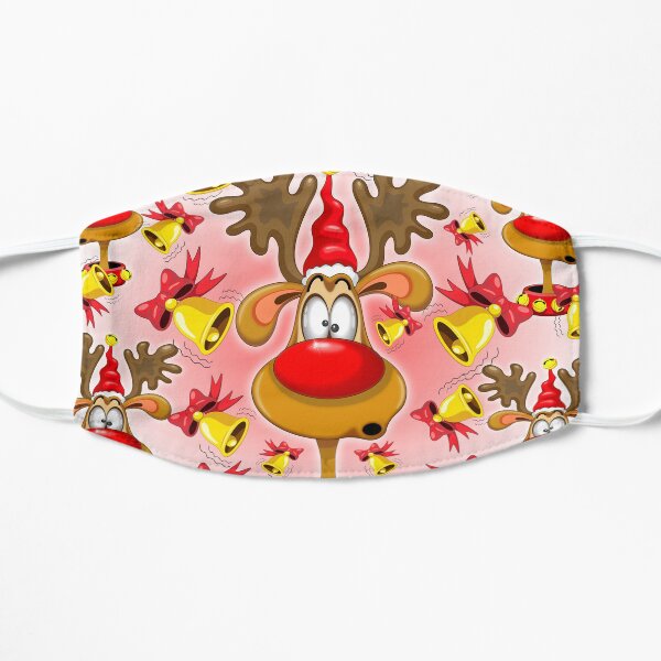 Reindeer Fun Christmas Cartoon with Bells Alarms Flat Mask