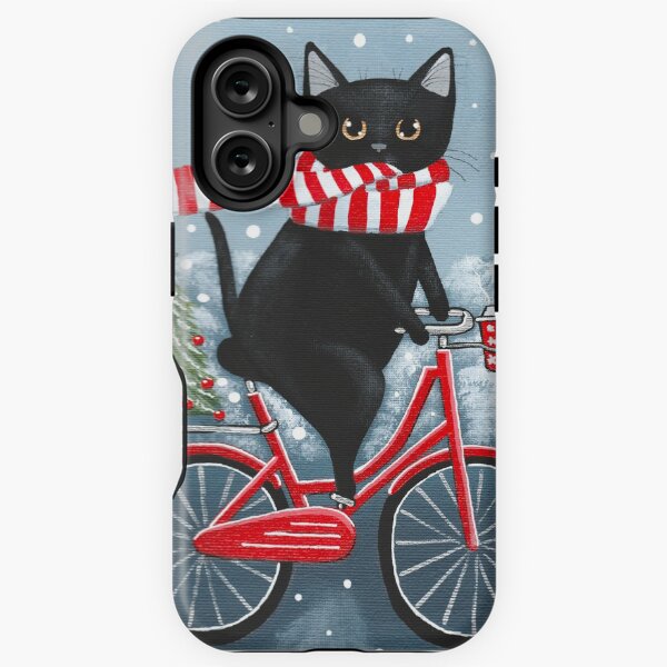 Item preview, Black Cat Winter Bicycle Ride designed and sold by KilkennyCat Art.
