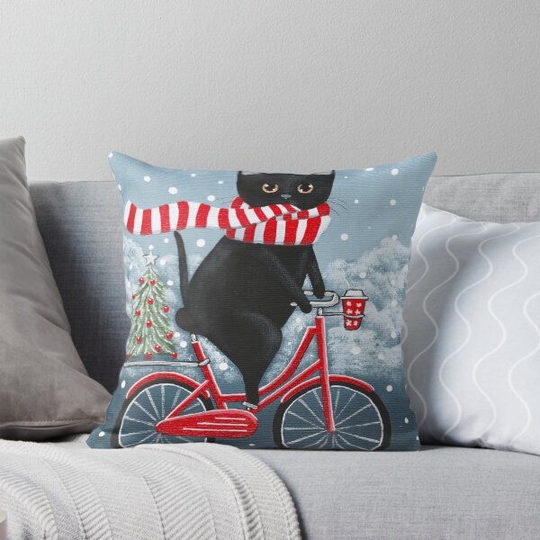 Item preview, Black Cat Winter Bicycle Ride designed and sold by KilkennyCat Art.