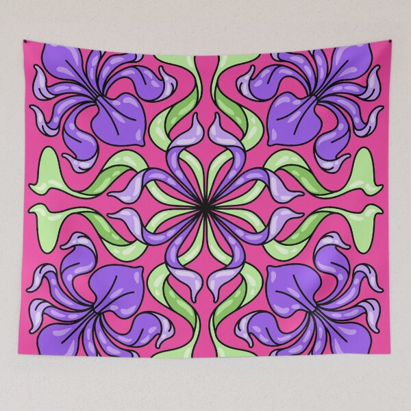 Item preview, Preppy Bohemian Girly Floral Purple Green Fuchsia Pink Flowers designed and sold by IamTrending.
