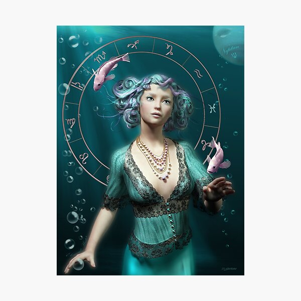 Pisces Zodiac Fantasy Circle Photographic Print