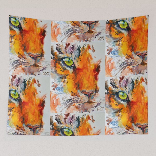 Item preview, Contemporary art green eyes of a tiger expression predator PolinaMurashova varezhkina_polina designed and sold by POLINA MURASHOVA.