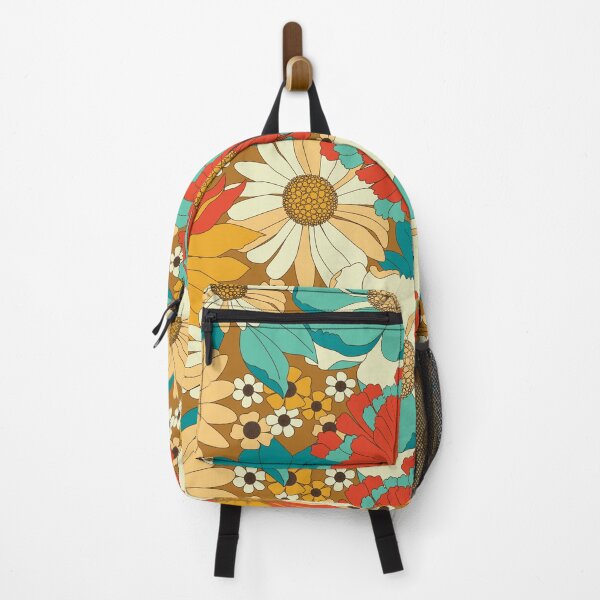 Item preview, Red, Orange, Turquoise & Brown Retro Floral Pattern designed and sold by Eyestigmatic.