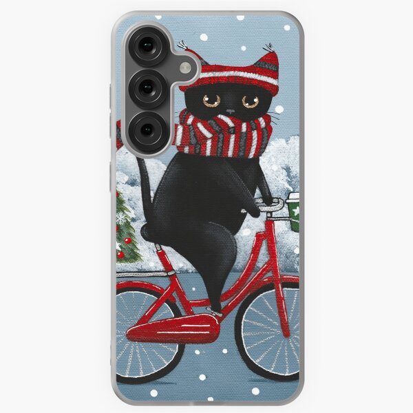 Item preview, Black Cat Winter Bicycle Ride designed and sold by KilkennyCat Art.