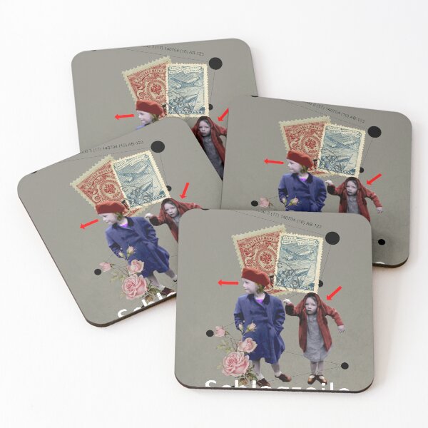 Item preview, Collage with Old Stamps, Roses and Two Girls designed and sold by KALEIDOSCOPE UK.