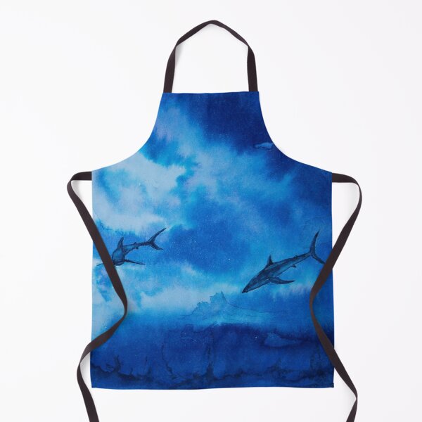 Item preview, Sharks in ink blue designed and sold by Kissart.