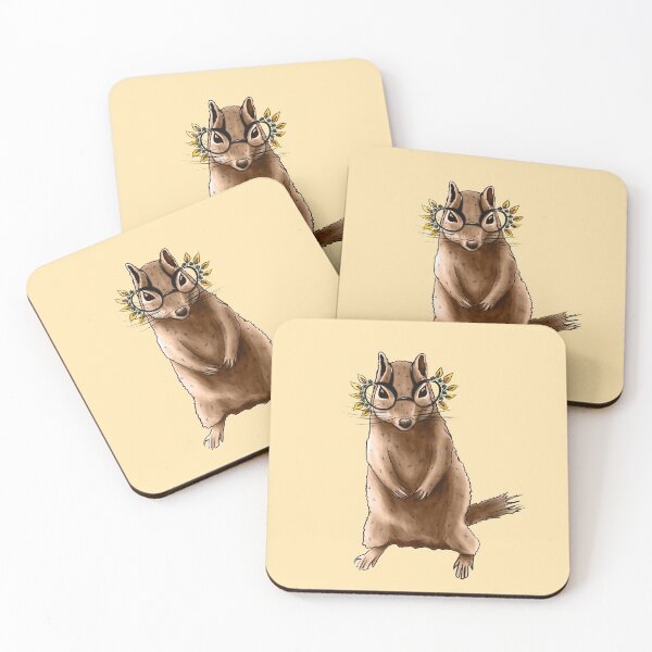 Item preview, Cute Chipmunk With Autumn Leaves Hippie Glasses designed and sold by Boriana Giormova.