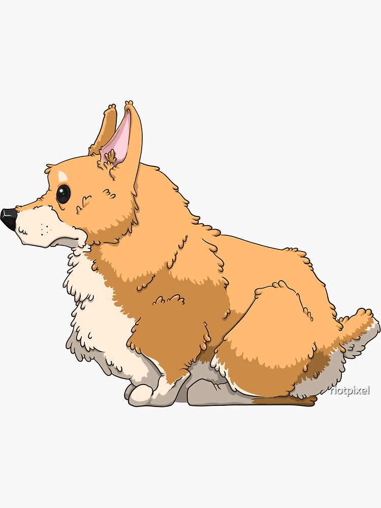Thumbnail 3 of 3, Sticker, Fluffy Butt Welsh Corgi Dog designed and sold by riotpixel.