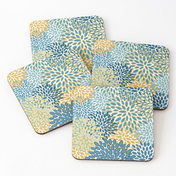 Item preview, Modern Floral Prints, Teal and Yellow designed and sold by meggydesigns.