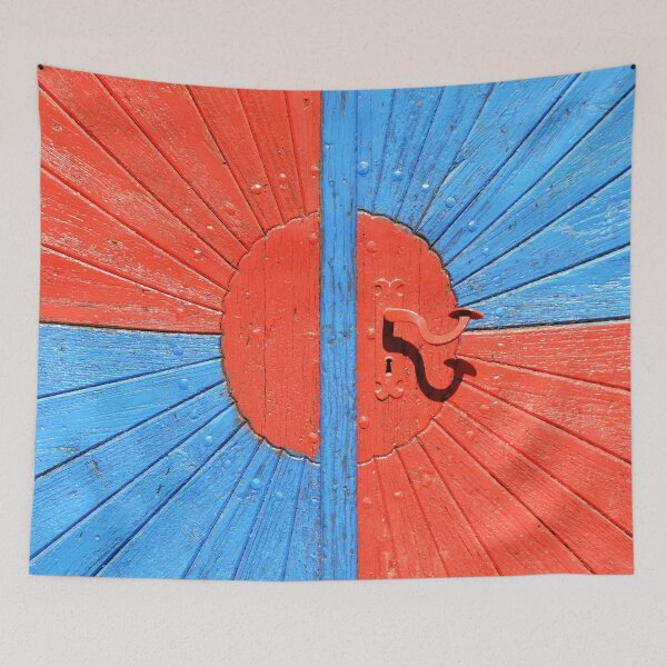 Item preview, red blue door with handle designed and sold by palinta.