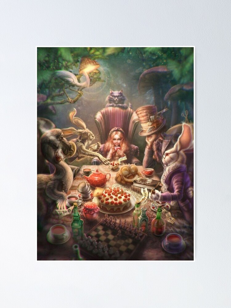 Alice in Wonderland, Mad Hatters Tea Party available as Framed