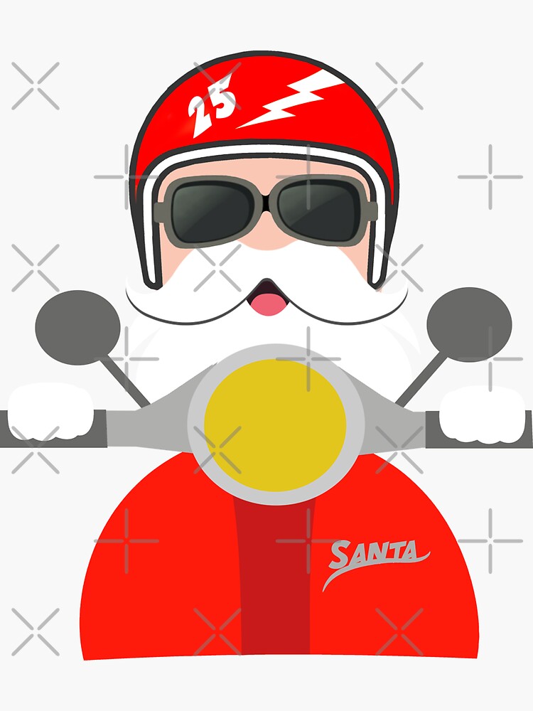 Imagen 3 de 3, Pegatina con la obra NAVIDAD EN MOTO CON PAPÁ NOEL MOTERO (Vespa Scooter), diseñada y vendida por Giuraf.