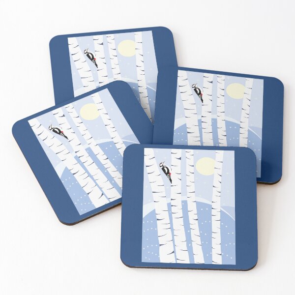 Item preview, Woodpecker and birches winter designed and sold by Marju Rose.