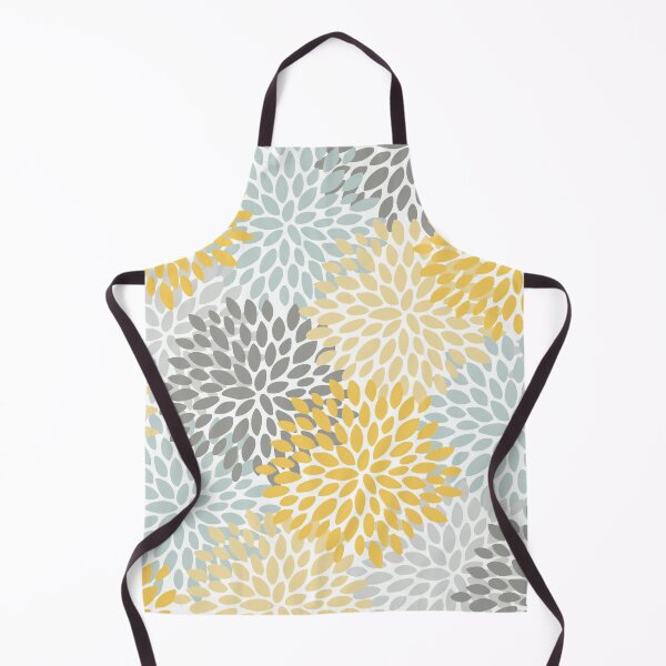 Item preview, Floral Pattern, Yellow, Pale, Aqua Blue and Gray, Abstract Flowers designed and sold by meggydesigns.