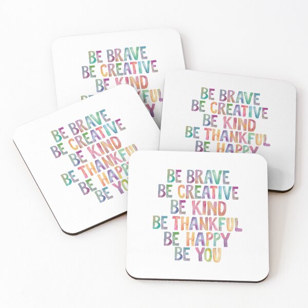 Item preview, BE BRAVE BE CREATIVE BE KIND BE THANKFUL BE HAPPY BE YOU rainbow watercolor designed and sold by MotivatedType.