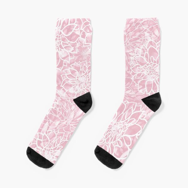Pink Floral Garden Pattern Socks