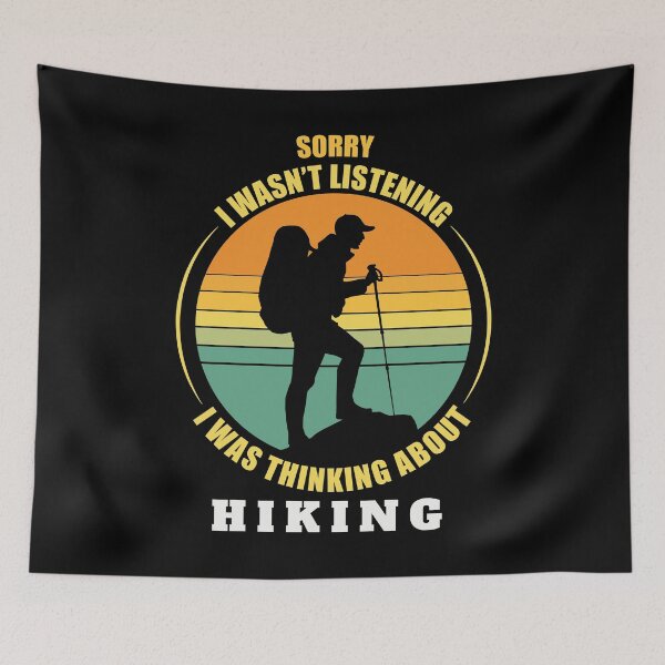 Item preview, Hiking Vintage Sunset Silhouette, I was thinking about Hiking, hiker gift designed and sold by OdmiDesign.