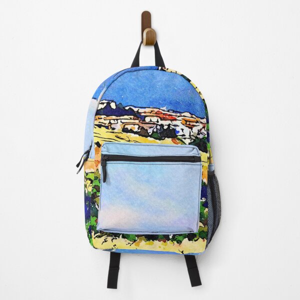 Item preview, Borrello: agricultural landscape with village, mountains and pink clouds designed and sold by Giuseppe Cocco.