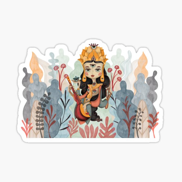 Goddess Saraswati Pegatina