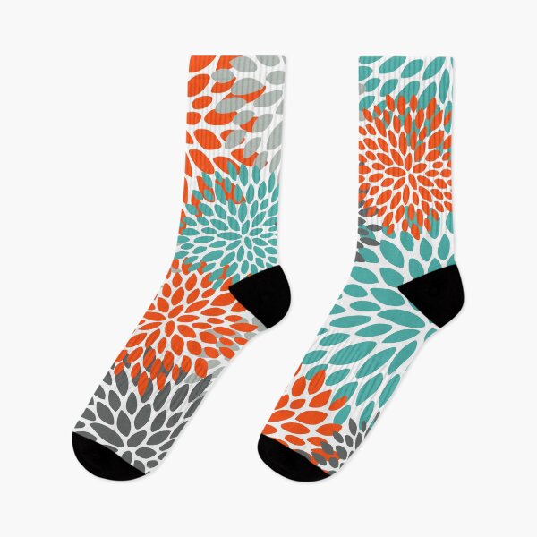 Item preview, Floral Pattern, Abstract, Orange, Teal and Gray designed and sold by meggydesigns.